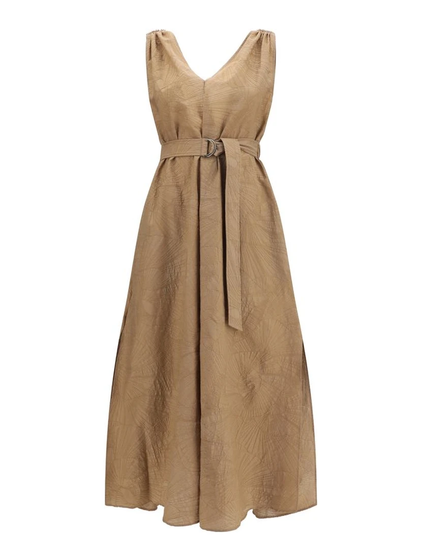 Beige Cotton Casual Dress