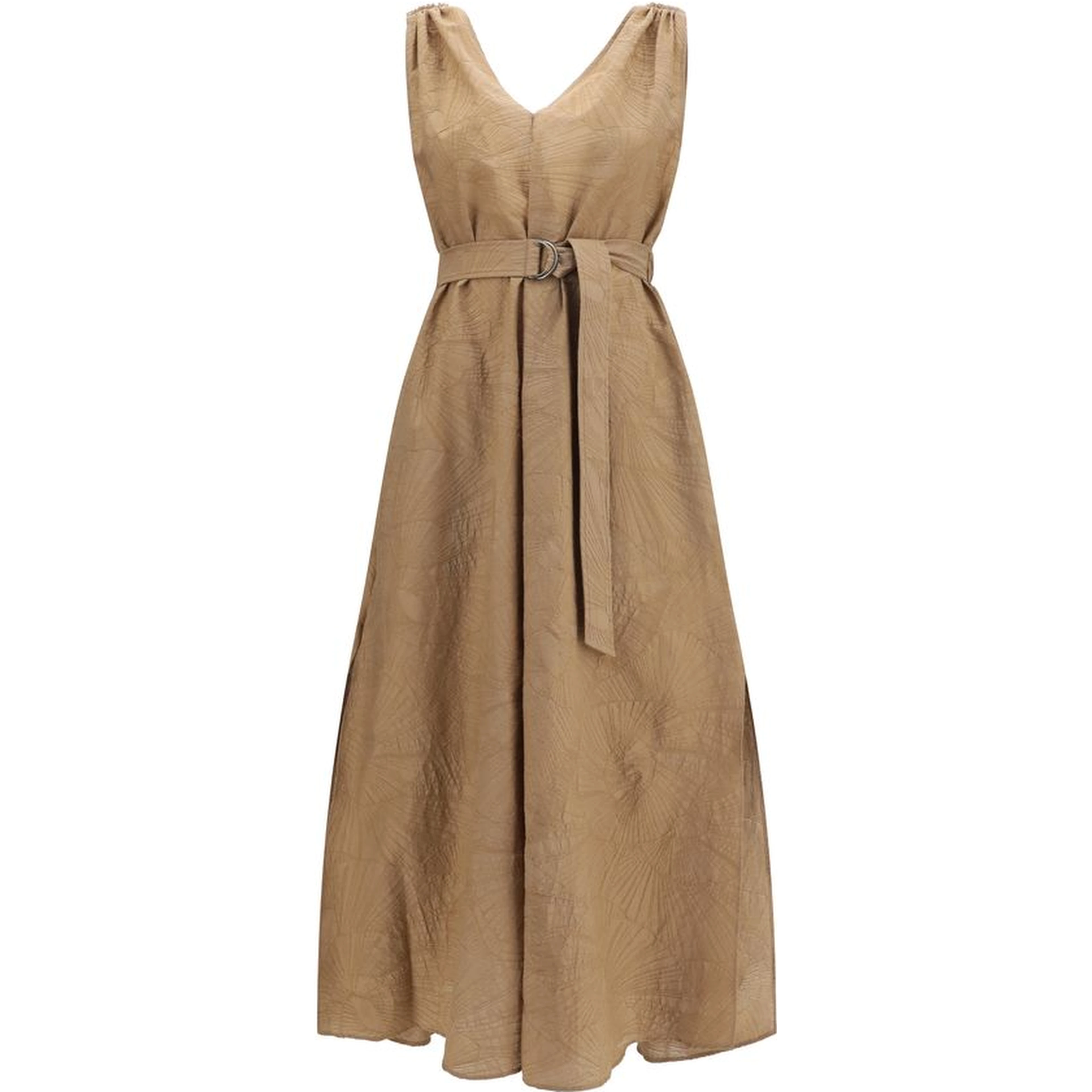 Beige Cotton Casual Dress