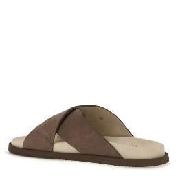 Brown Calf Leather Bos Taurus Flat Sandals