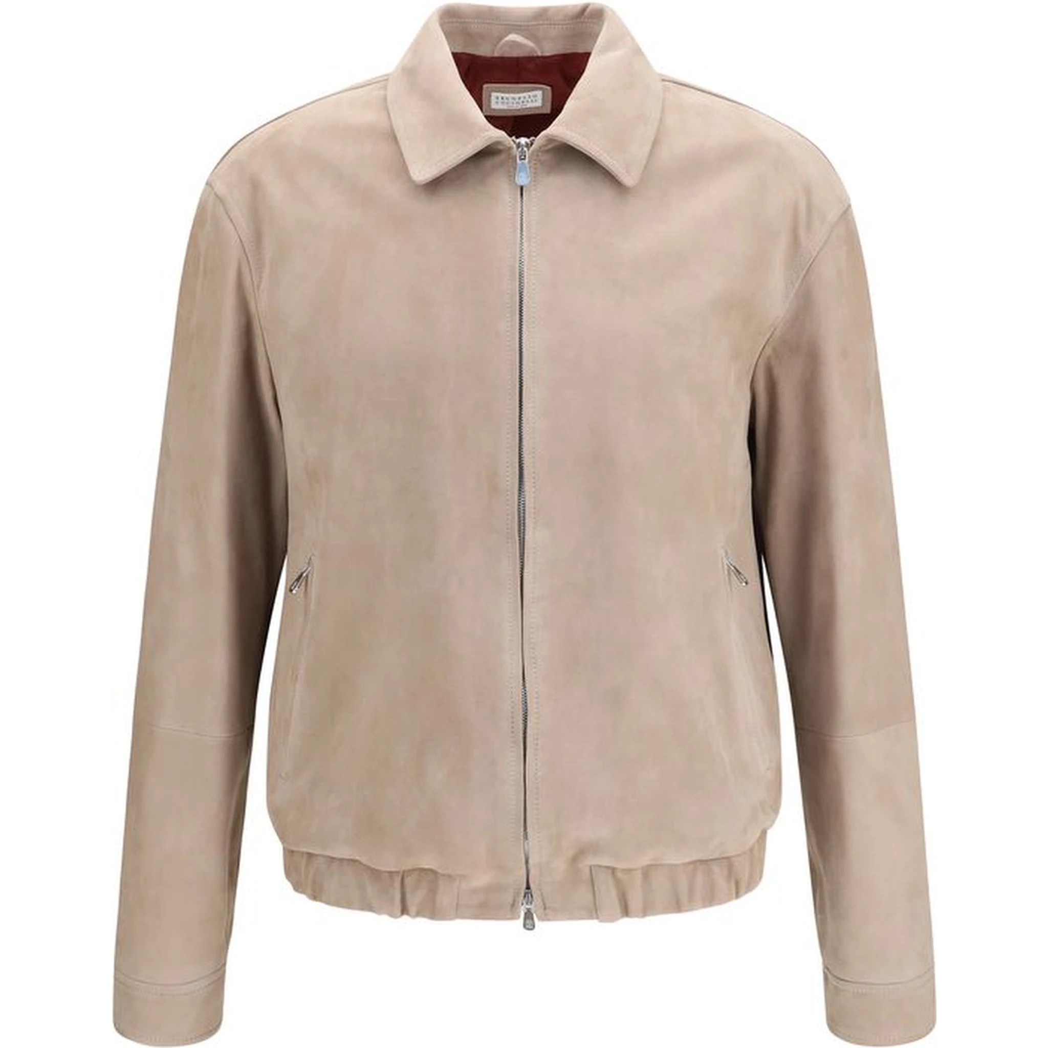 Beige Calf Leather Bos Taurus Bomber