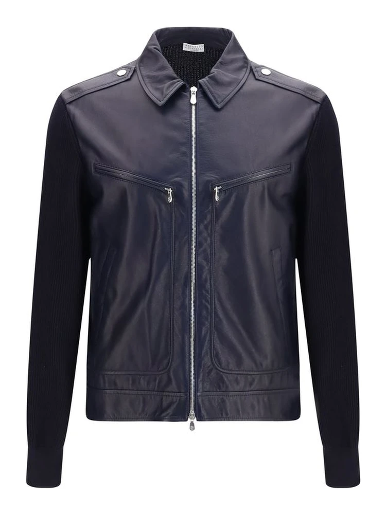 Blue Calf Leather Bos Taurus Leather Jacket
