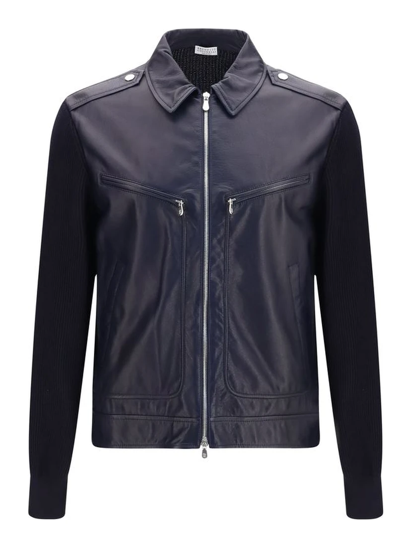 Blue Calf Leather Bos Taurus Leather Jacket