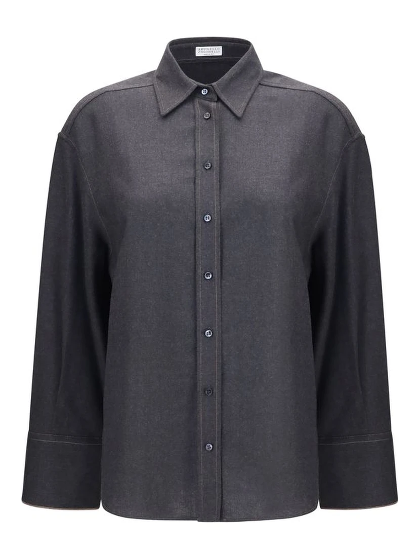 Gray Wool Oves Aries Dress Shirt
