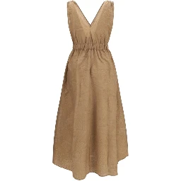 Beige Cotton Casual Dress