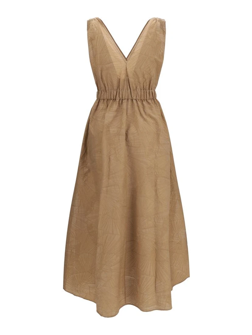 Beige Cotton Casual Dress