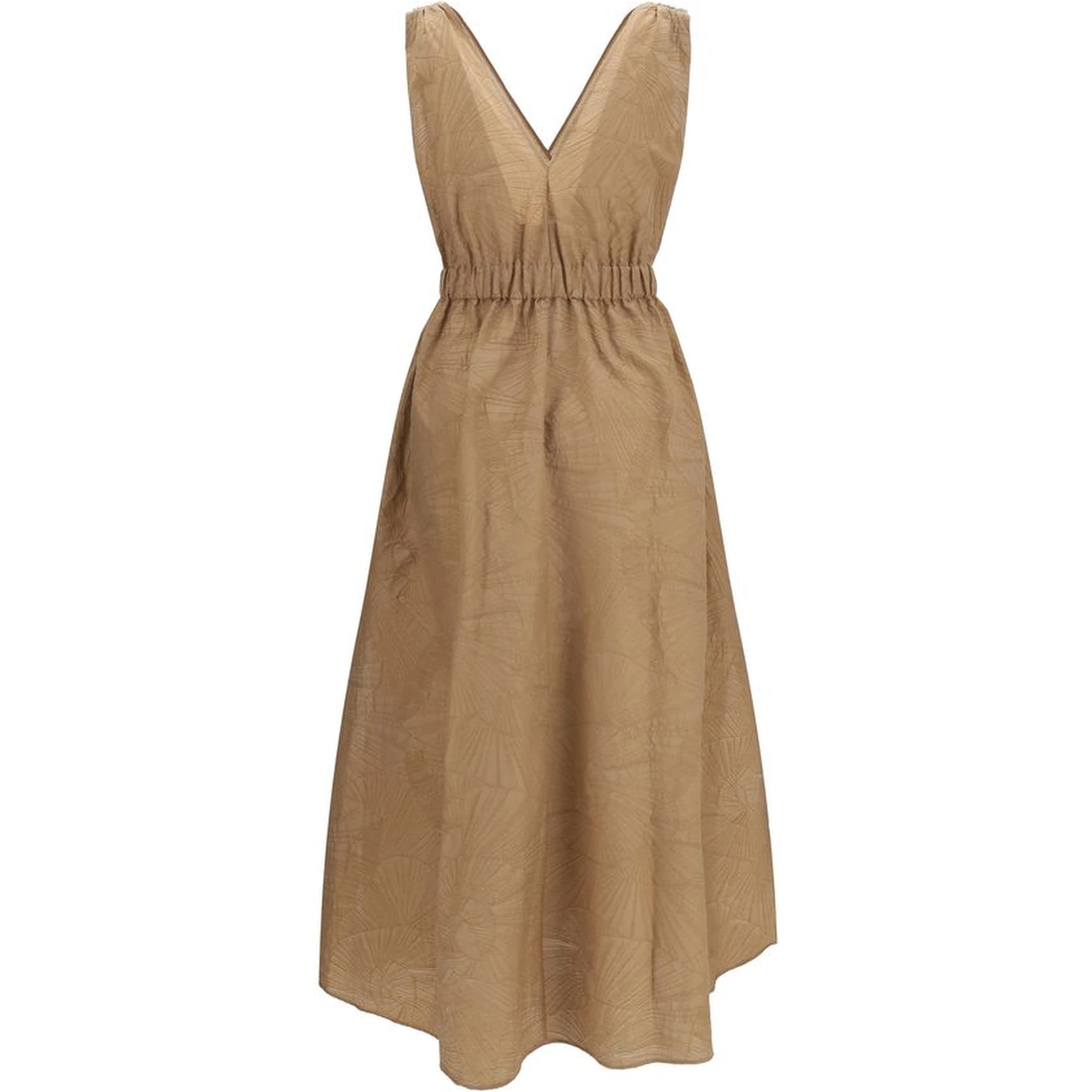 Beige Cotton Casual Dress