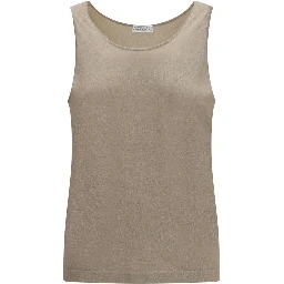 Beige Cashmere Sleeveles T-Shirt