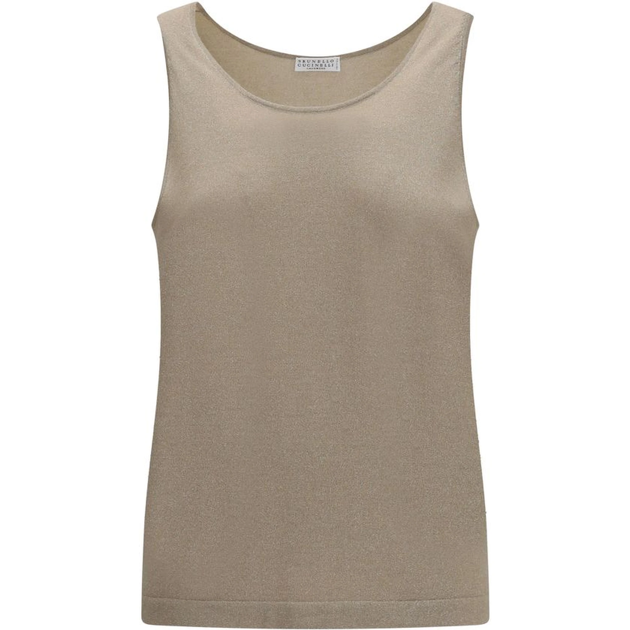 Beige Cashmere Sleeveles T-Shirt