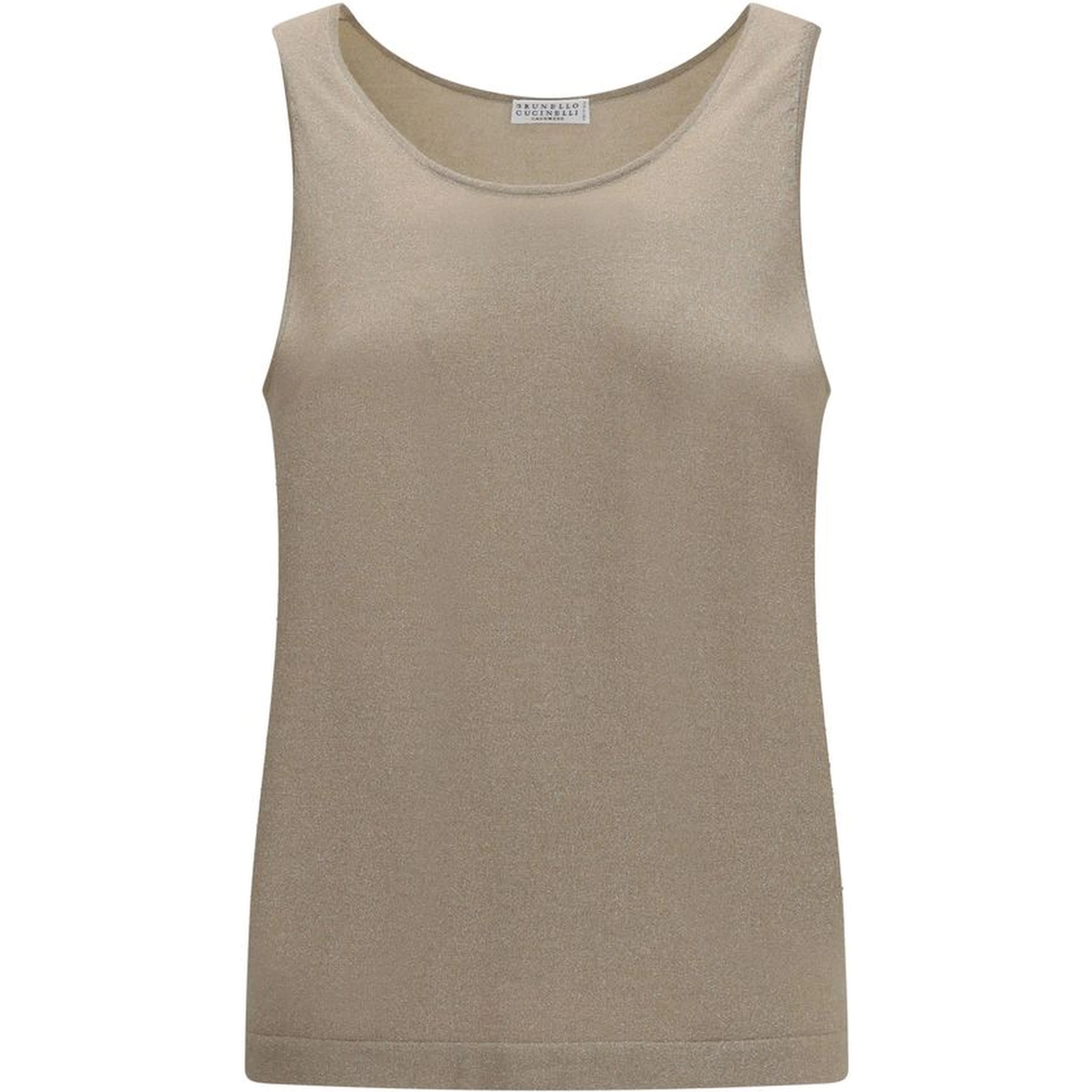 Beige Cashmere Sleeveles T-Shirt