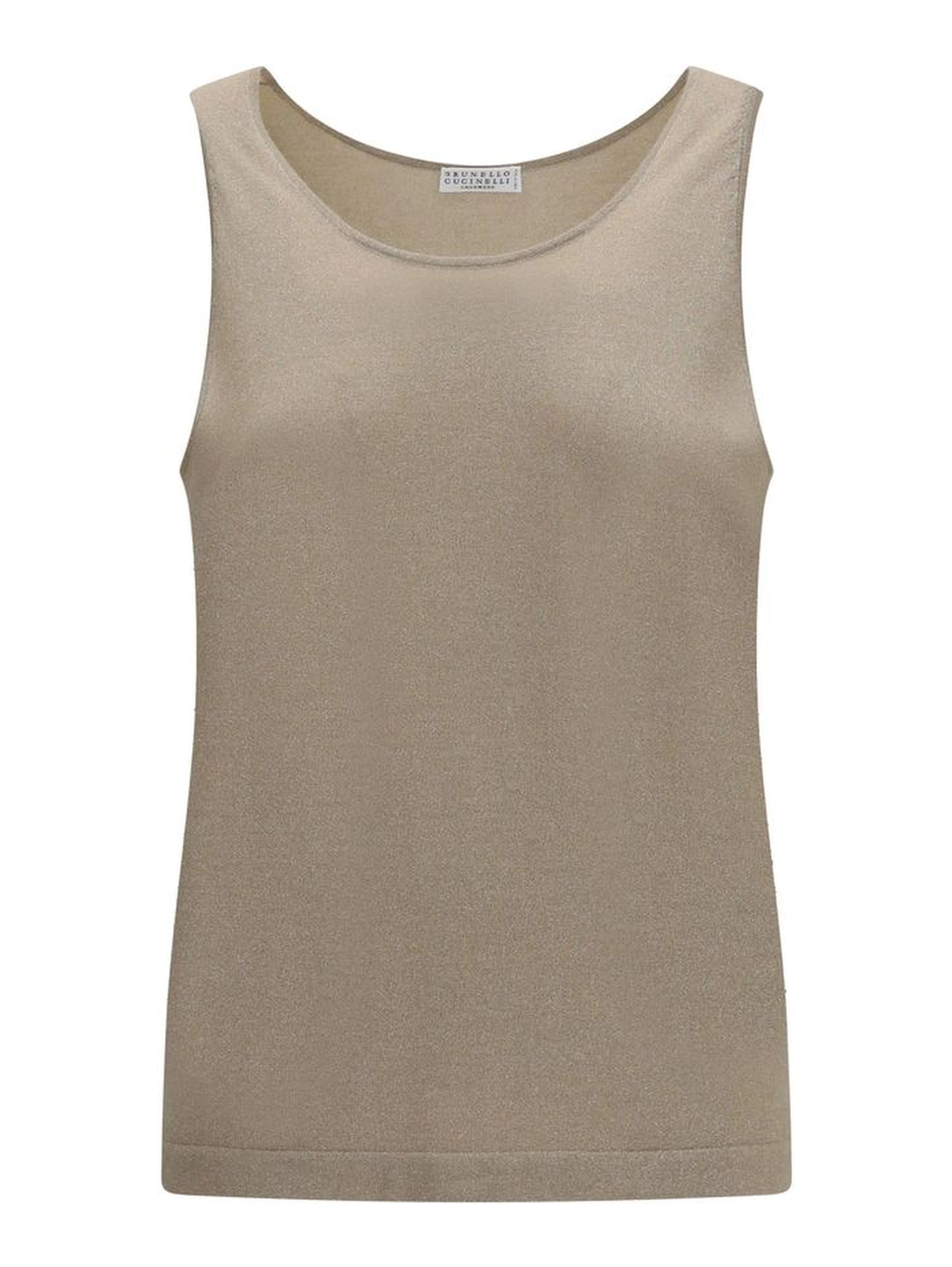 Beige Cashmere Sleeveles T-Shirt