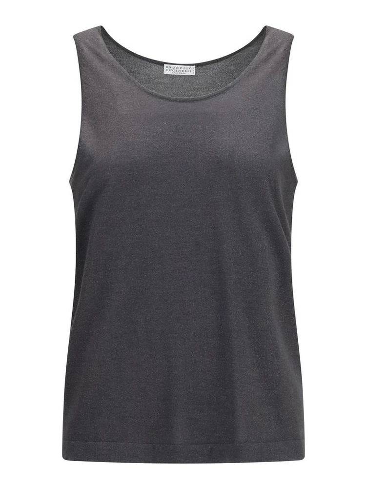 Gray Cashmere Sleeveles T-Shirt