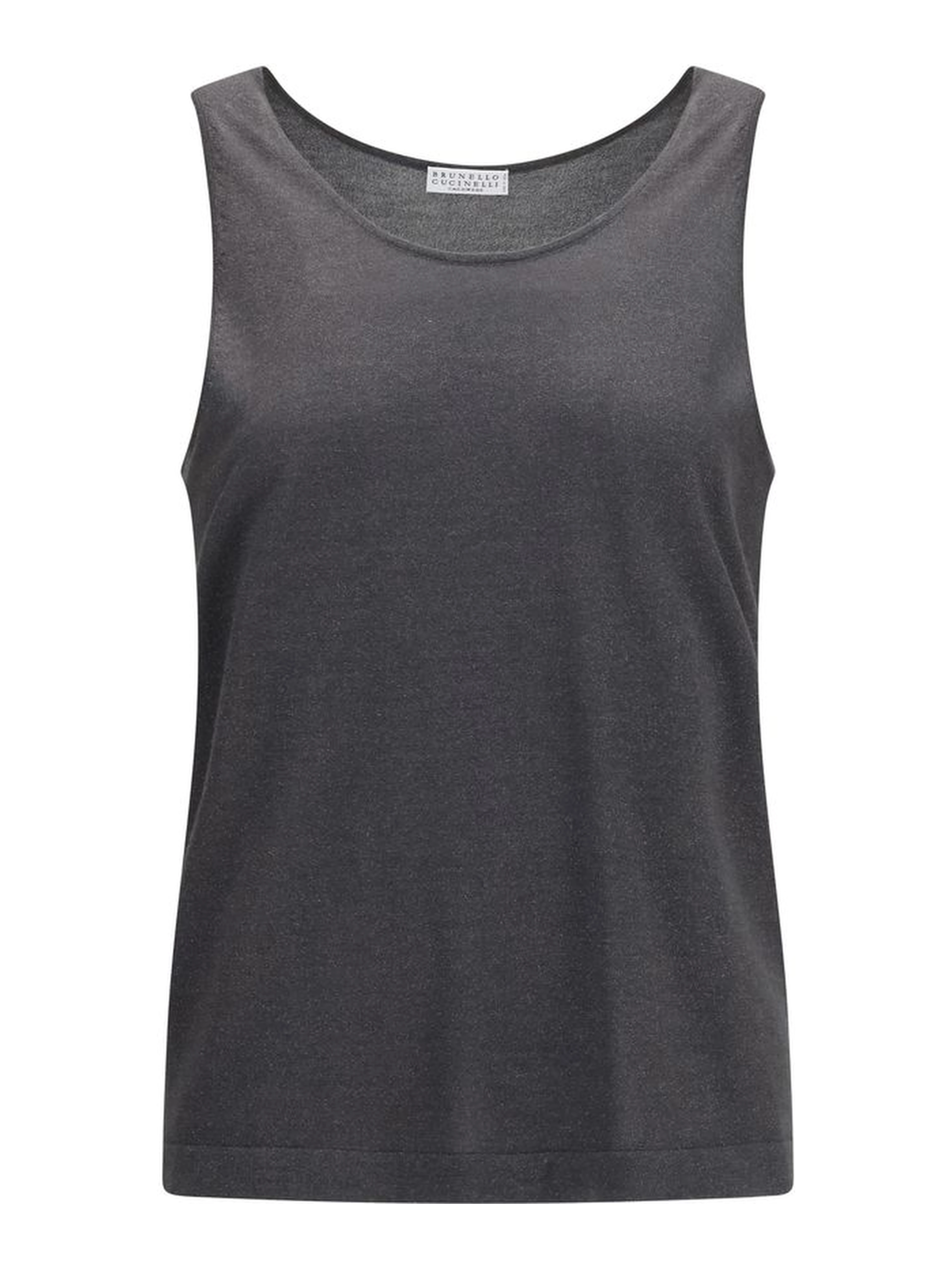 Gray Cashmere Sleeveles T-Shirt