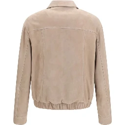 Beige Calf Leather Bos Taurus Bomber