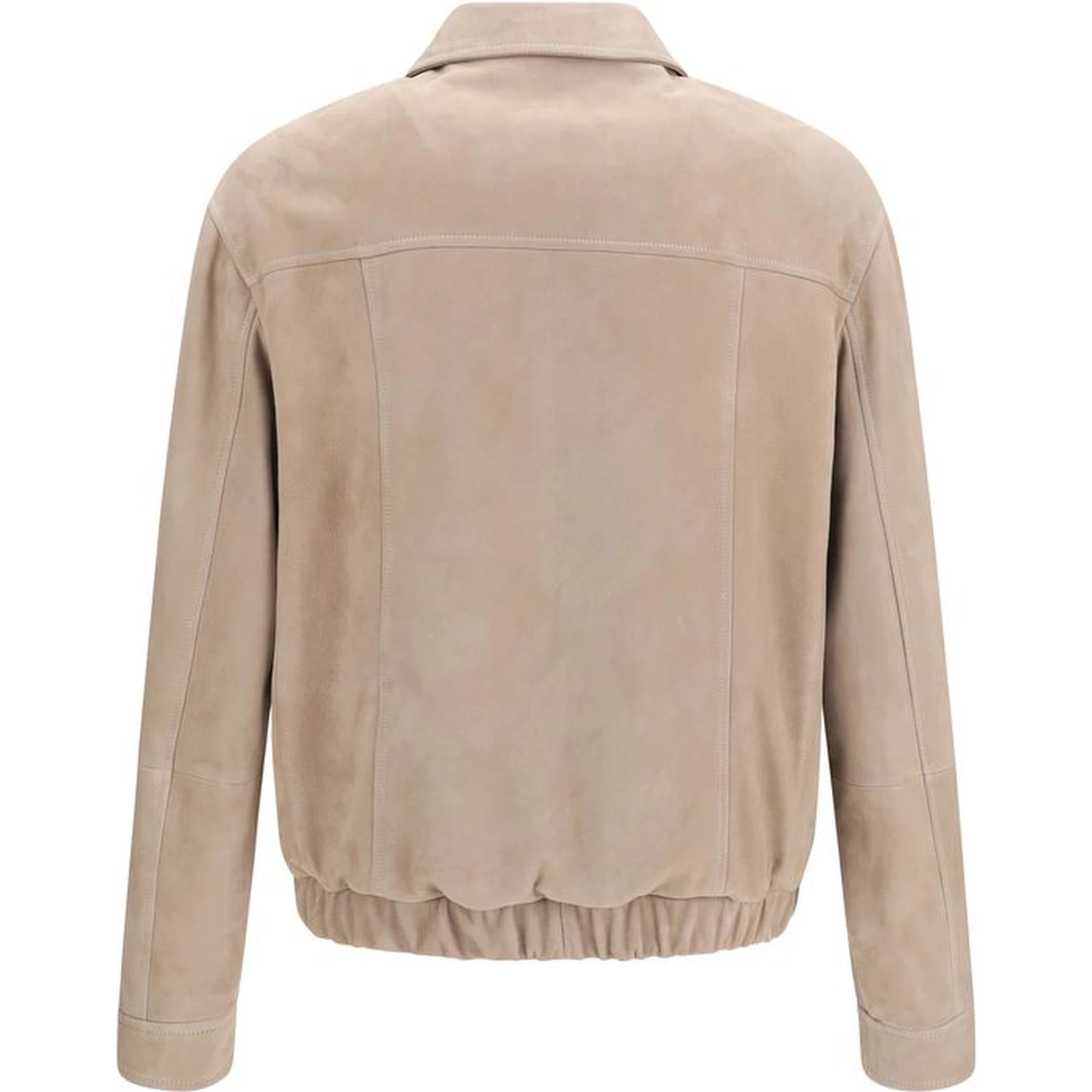 Beige Calf Leather Bos Taurus Bomber