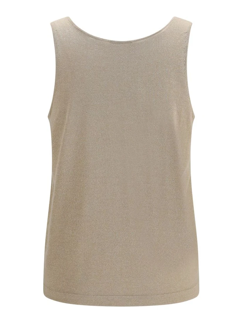 Beige Cashmere Sleeveles T-Shirt
