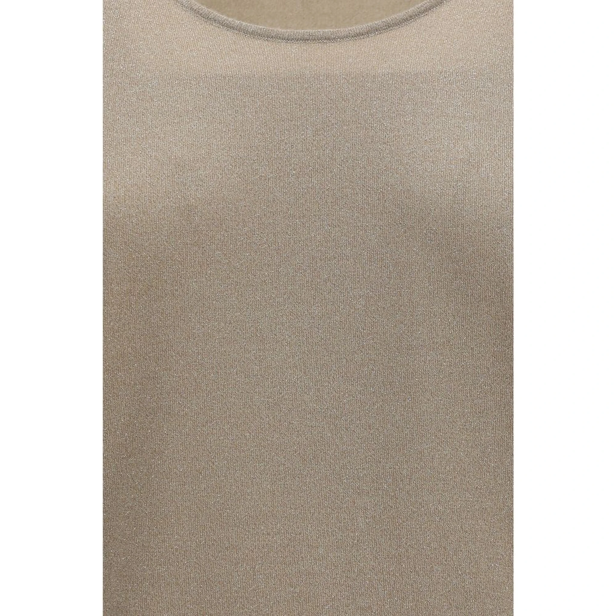 Beige Cashmere Sleeveles T-Shirt
