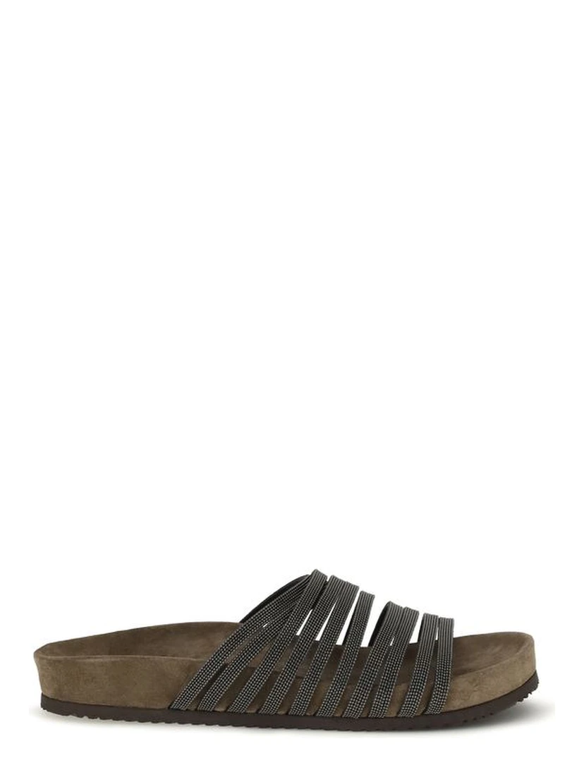 Black Calf Leather Bos Taurus Flat Sandals