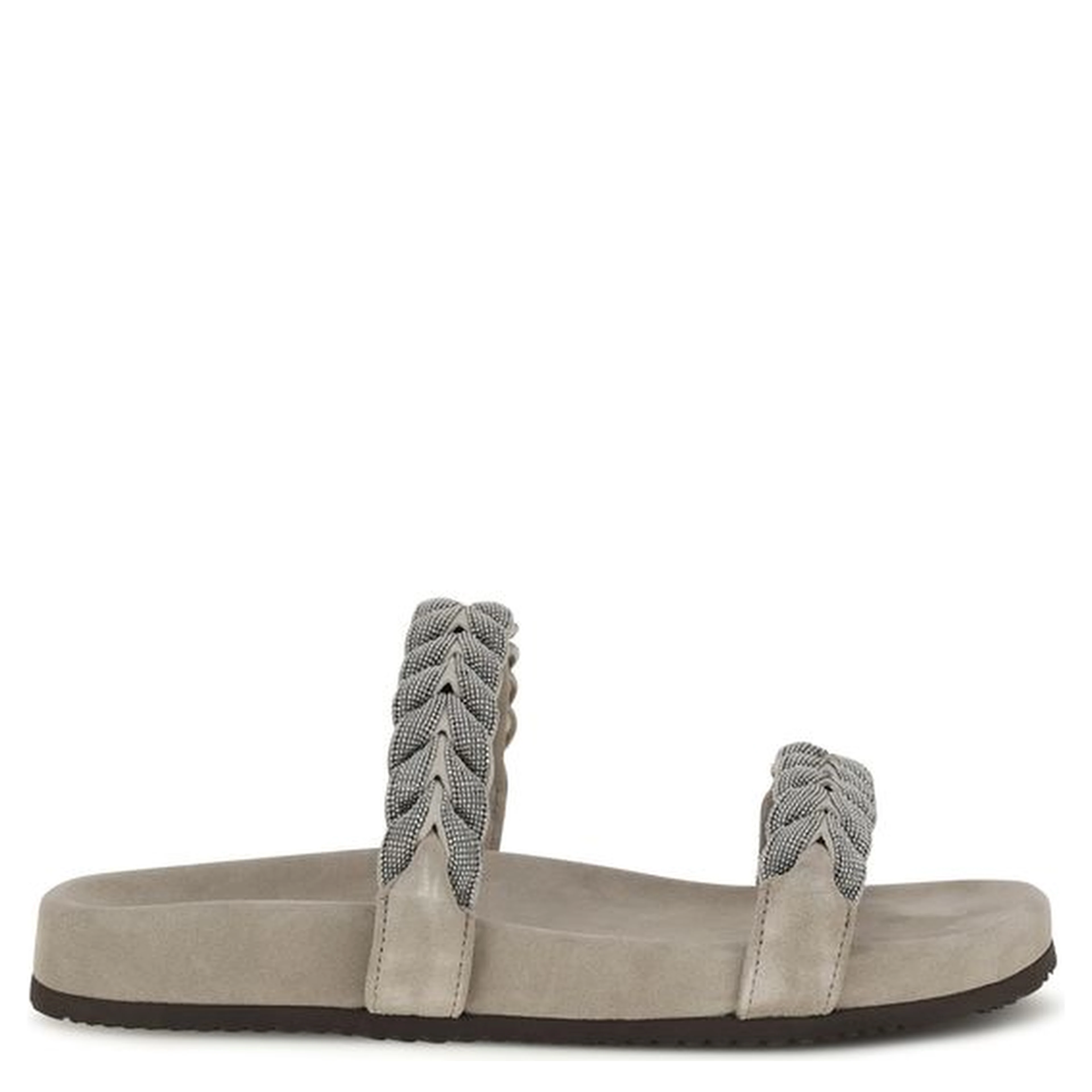 Gray Calf Leather Bos Taurus Flat Sandals