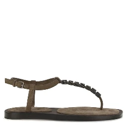 Brown Calf Leather Bos Taurus Flat Sandals