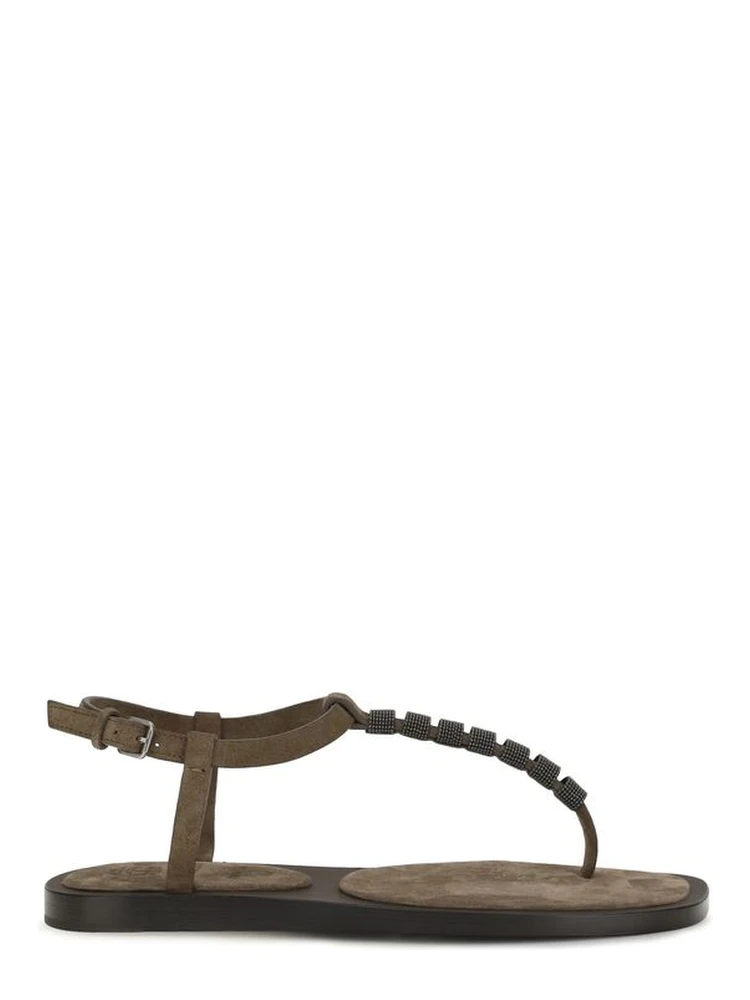 Brown Calf Leather Bos Taurus Flat Sandals