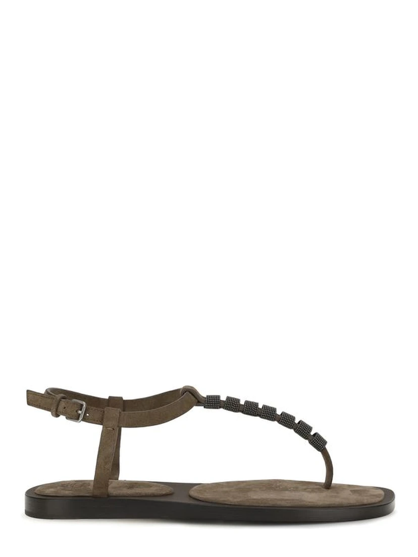 Brown Calf Leather Bos Taurus Flat Sandals