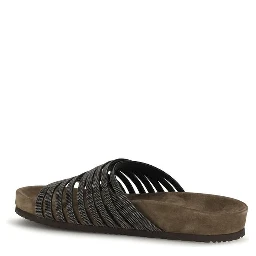 Black Calf Leather Bos Taurus Flat Sandals