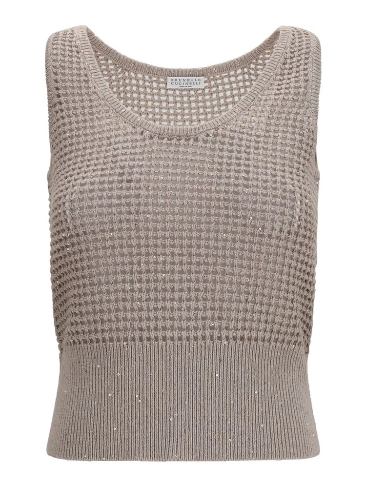 Beige Cotton Tank Tops