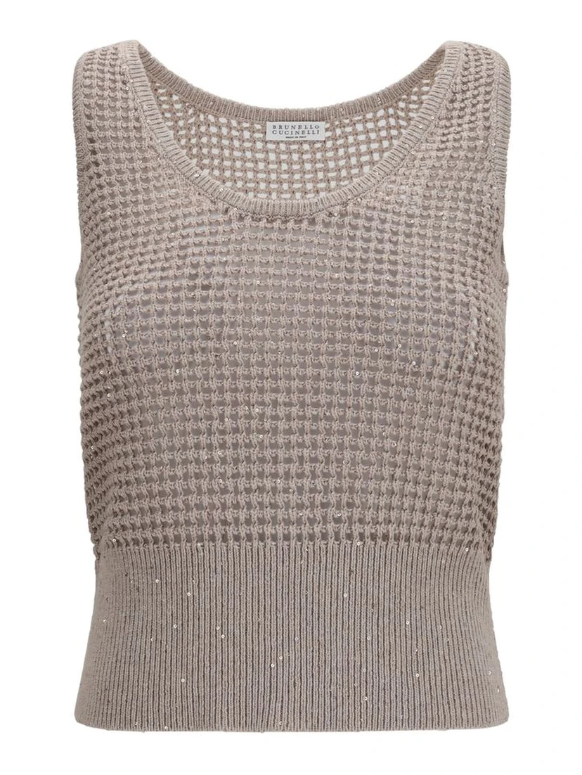 Beige Cotton Tank Tops