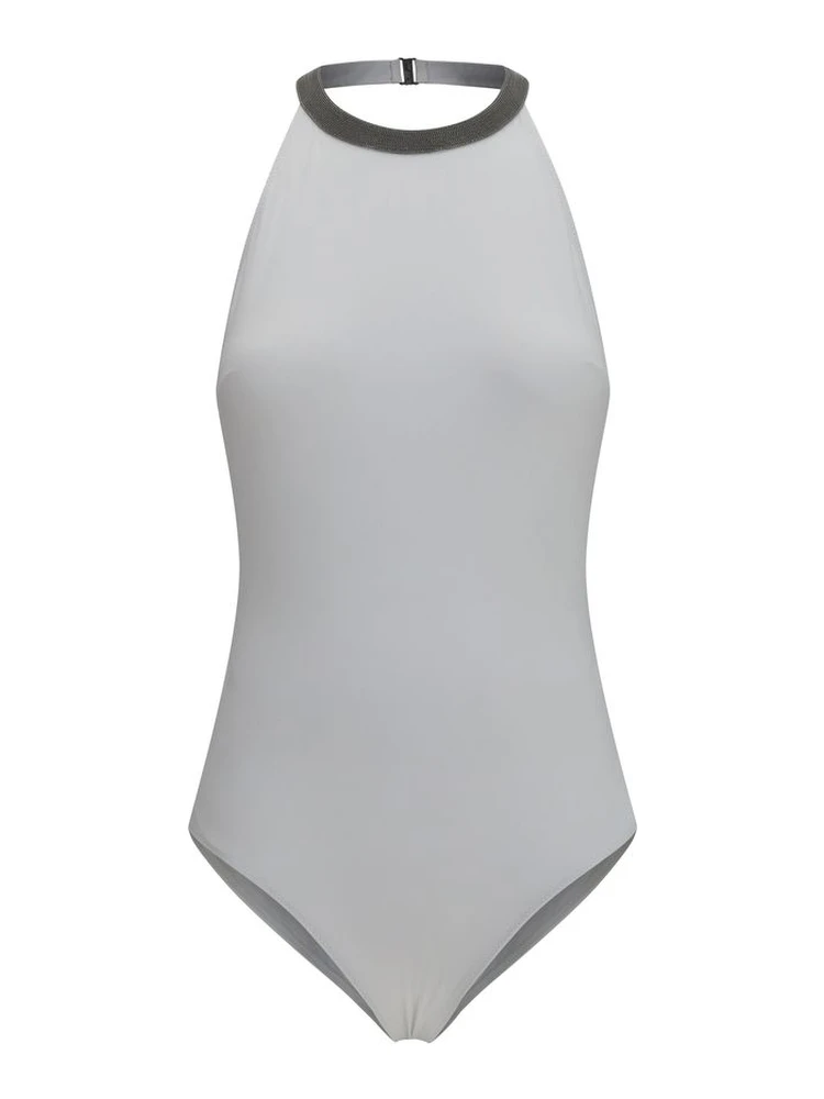 White Polyamide One-Piece Swimsuit