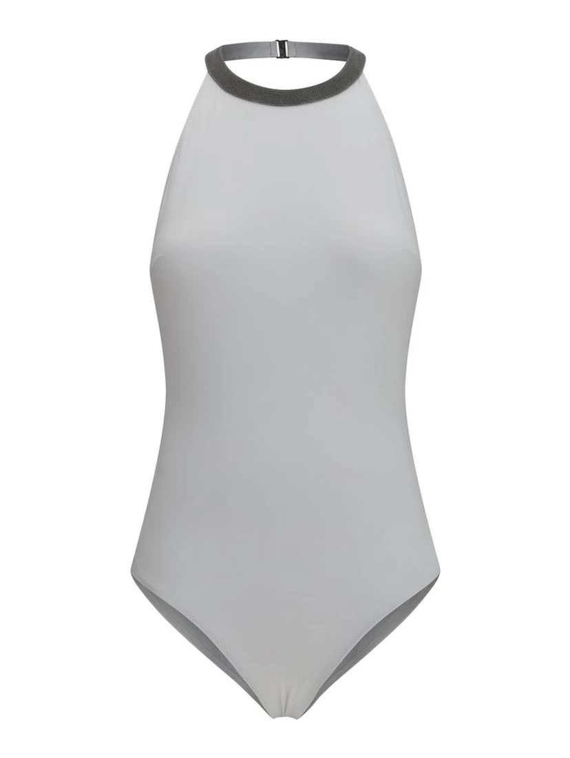 White Polyamide One-Piece Swimsuit