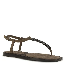 Brown Calf Leather Bos Taurus Flat Sandals