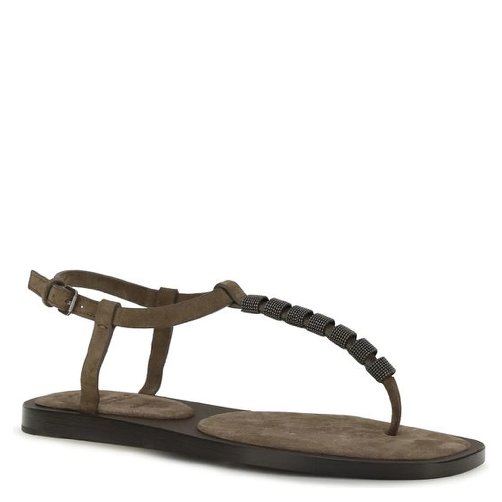 Brown Calf Leather Bos Taurus Flat Sandals