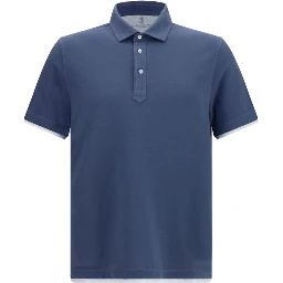 Blue Cotton Polo Shirt