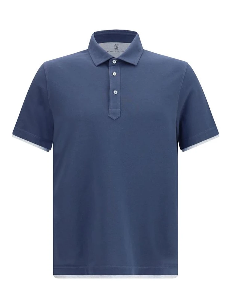 Blue Cotton Polo Shirt
