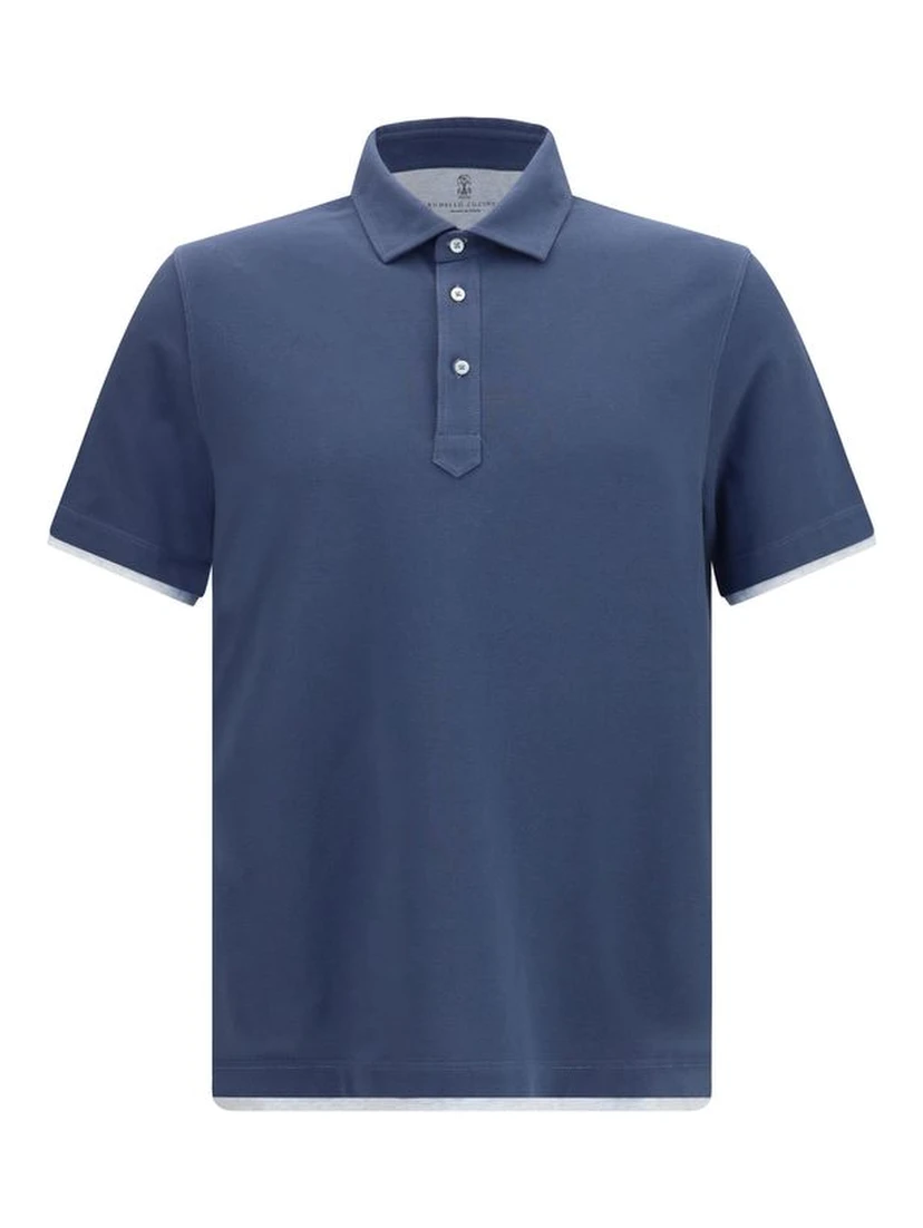 Blue Cotton Polo Shirt