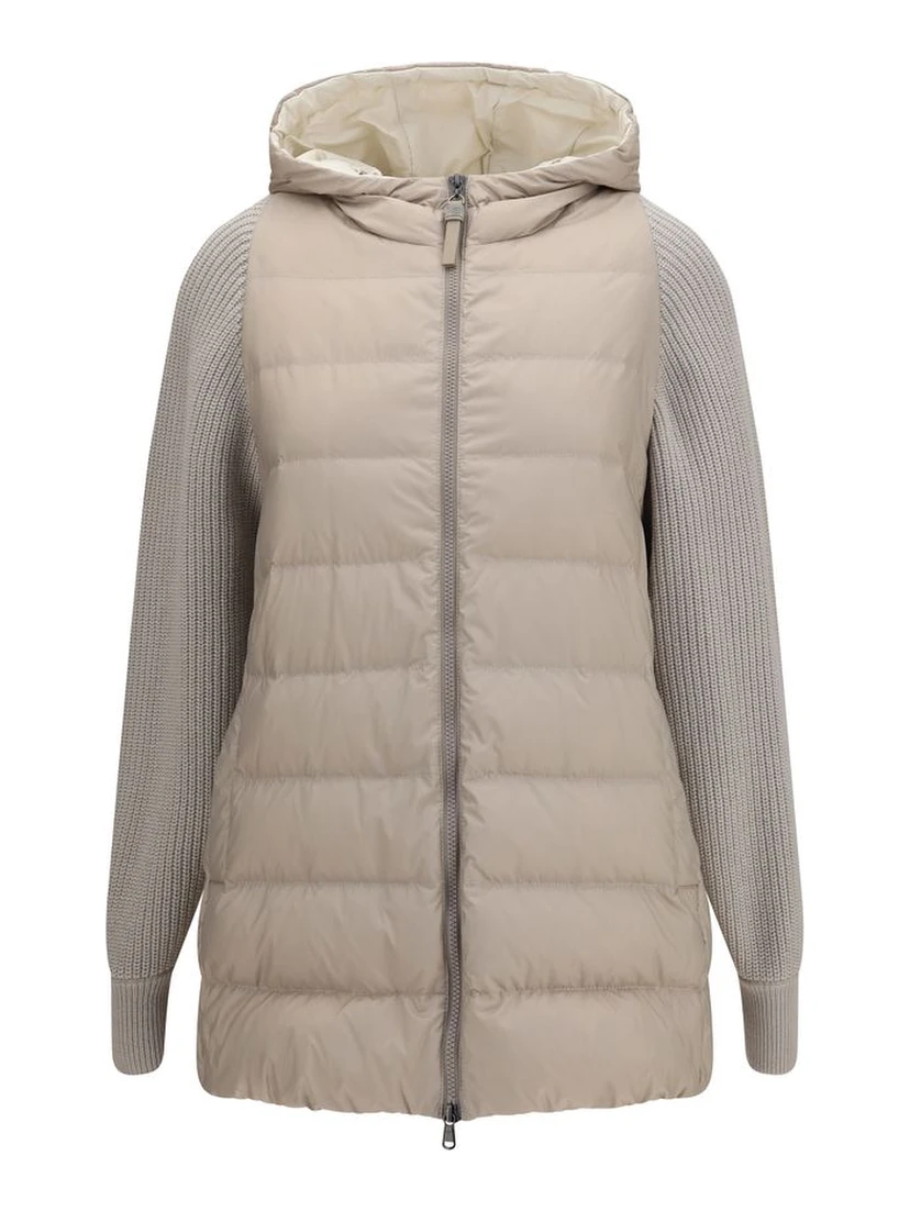 Gray Polyester Full-Length Jacket