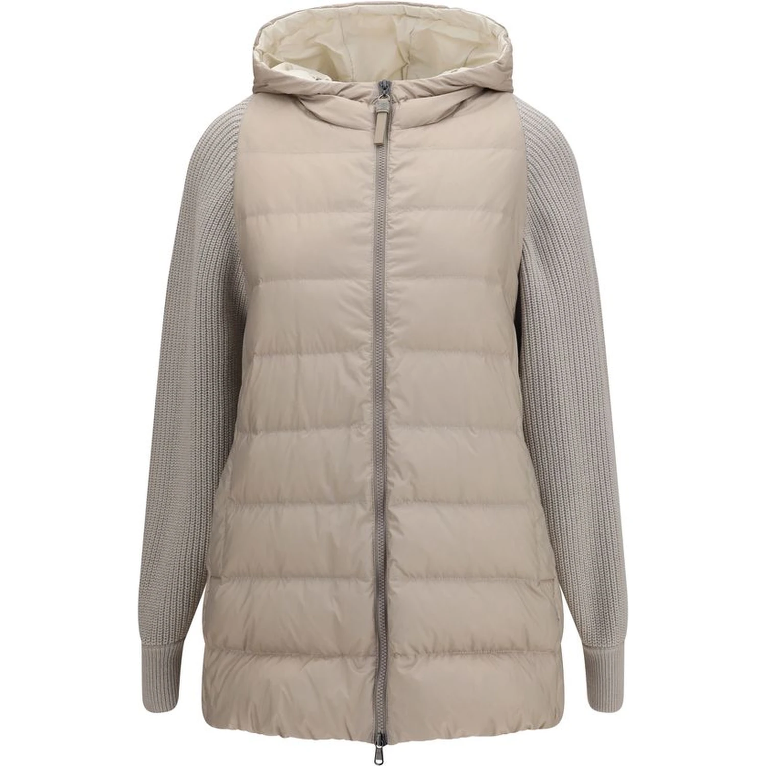 Gray Polyester Full-Length Jacket
