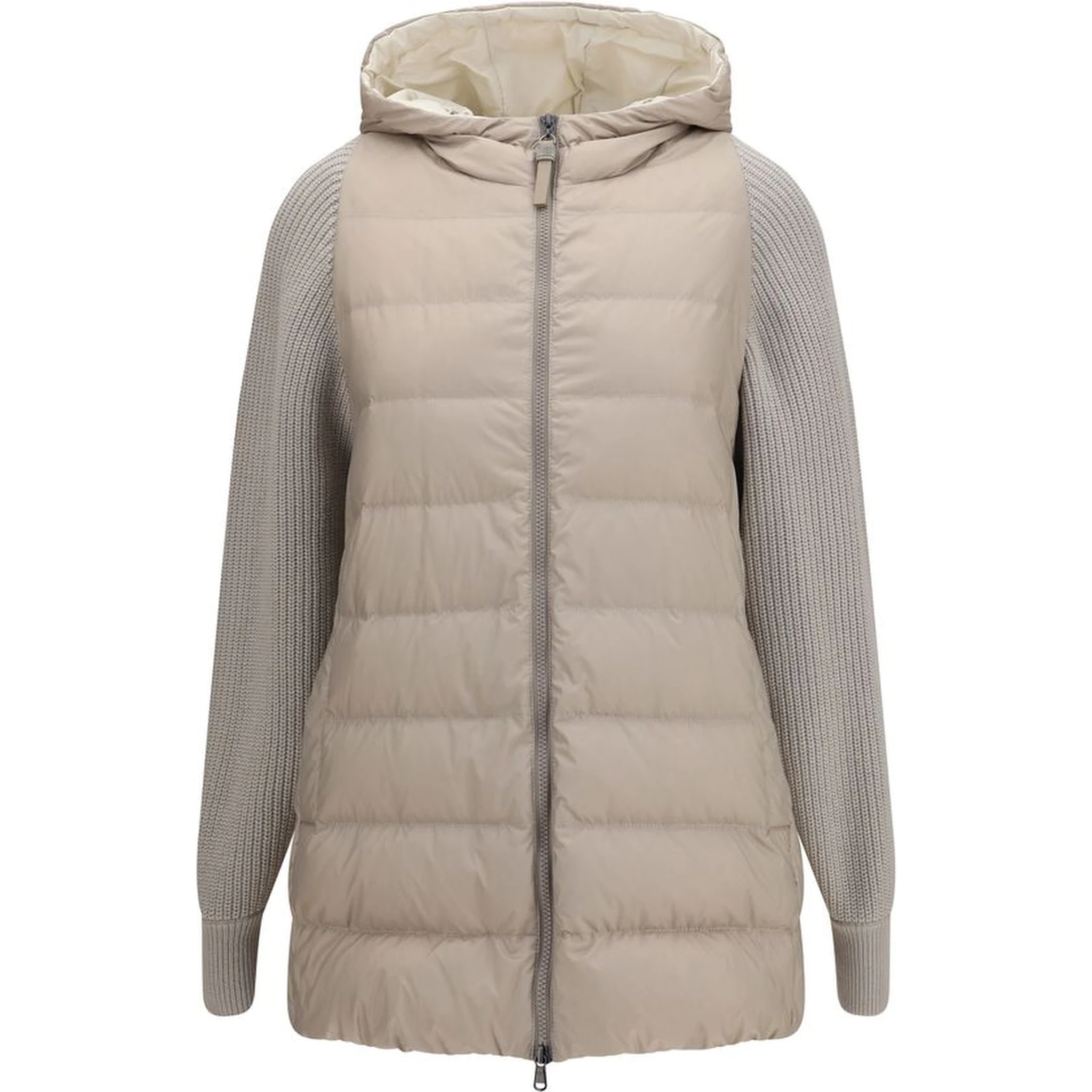 Gray Polyester Full-Length Jacket