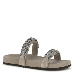 Gray Calf Leather Bos Taurus Flat Sandals
