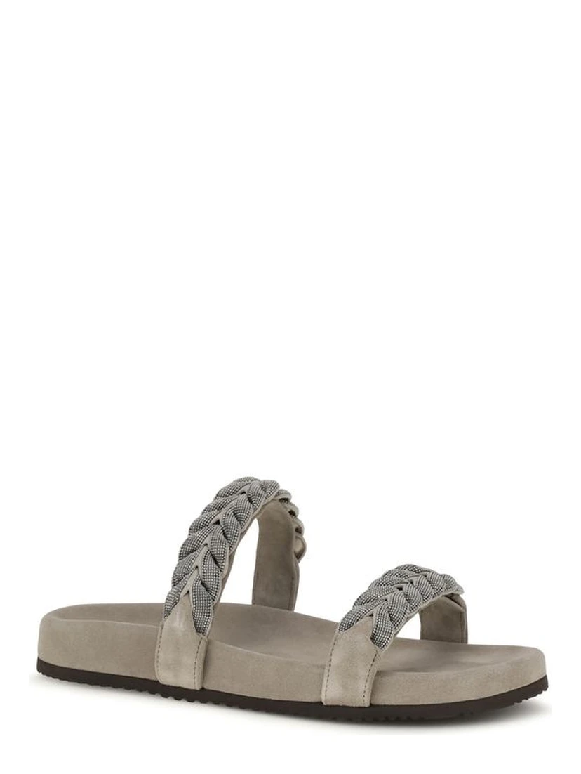 Gray Calf Leather Bos Taurus Flat Sandals