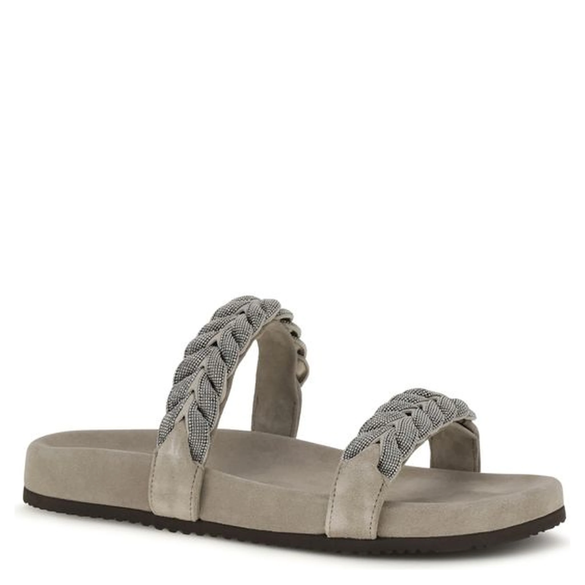 Gray Calf Leather Bos Taurus Flat Sandals