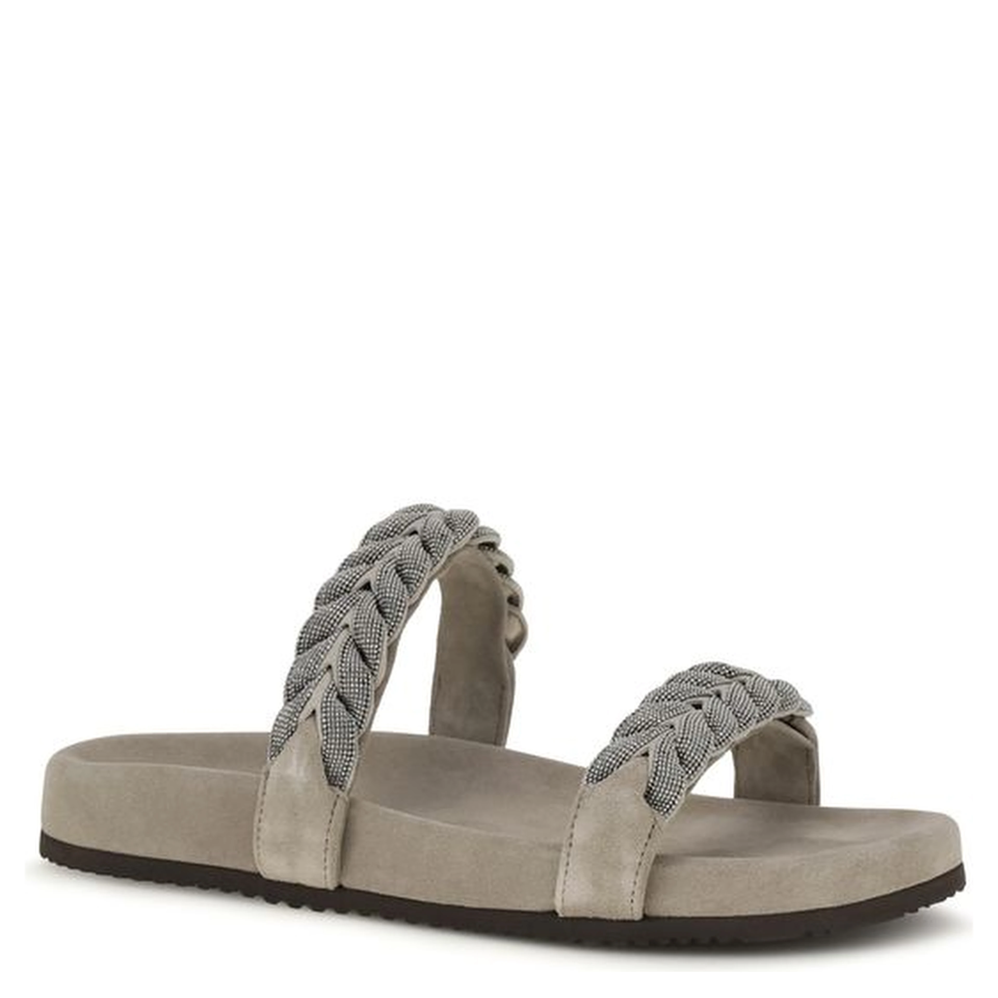 Gray Calf Leather Bos Taurus Flat Sandals