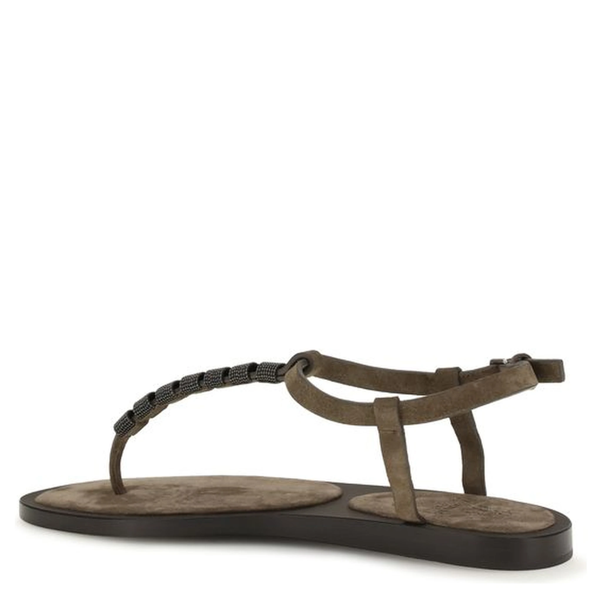 Brown Calf Leather Bos Taurus Flat Sandals
