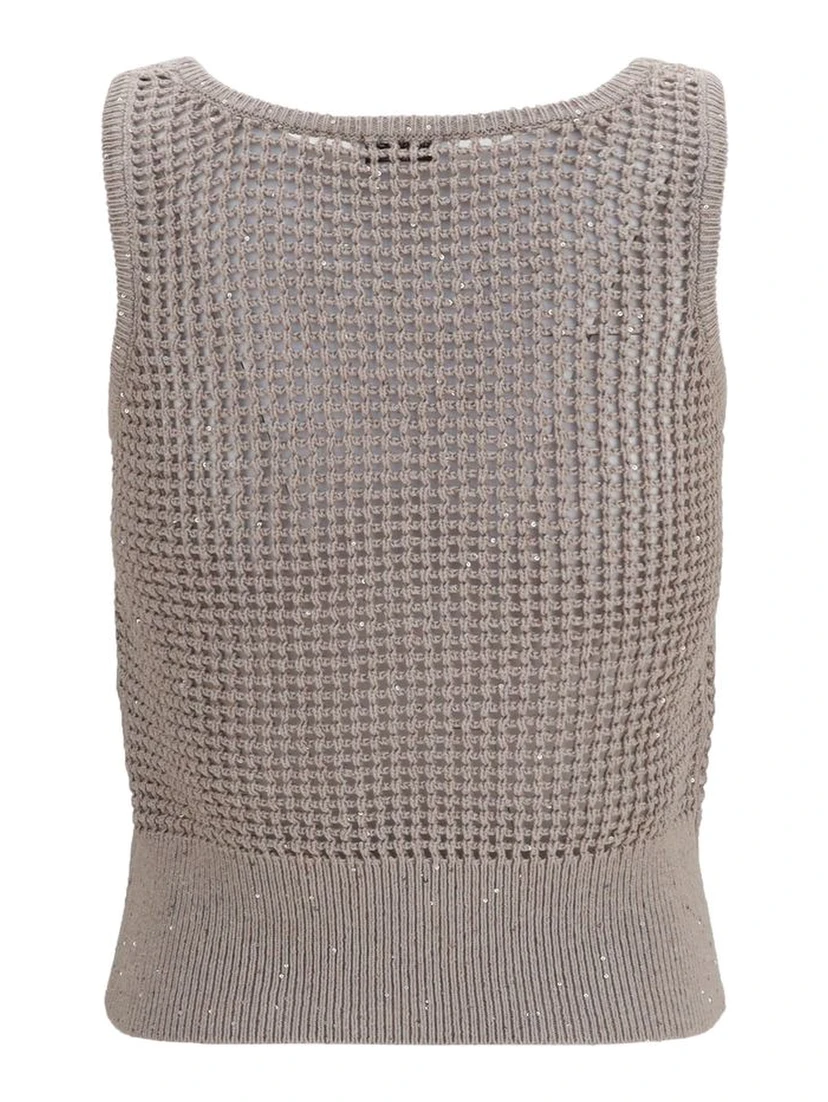 Beige Cotton Tank Tops