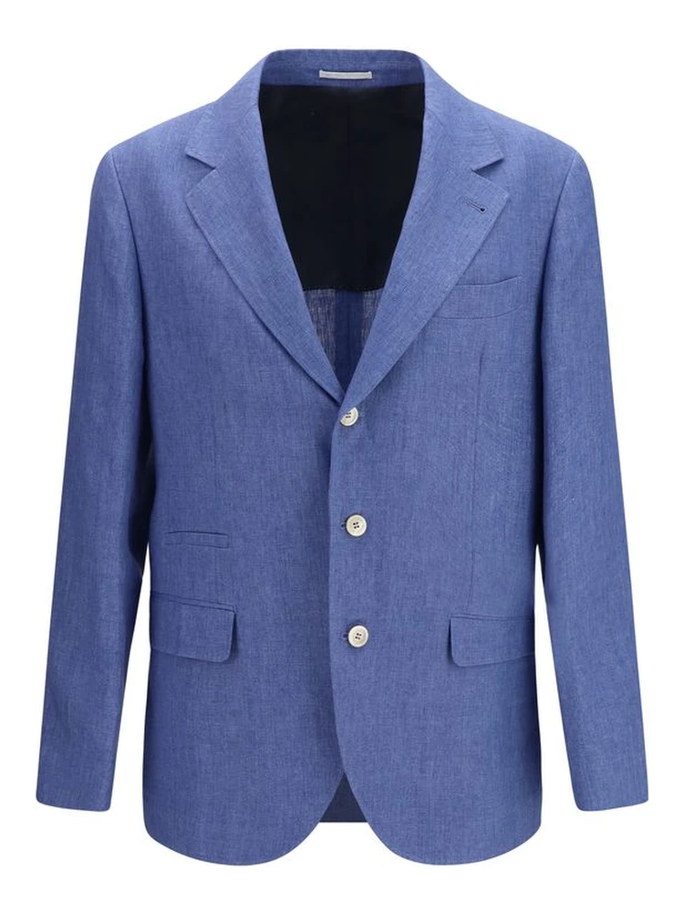 Blue Linen Full-Length Jacket