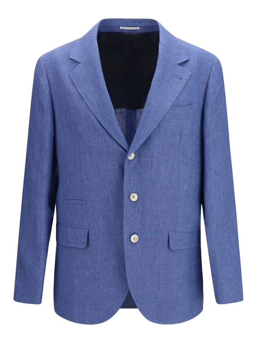 Blue Linen Full-Length Jacket