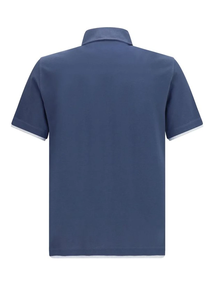 Blue Cotton Polo Shirt