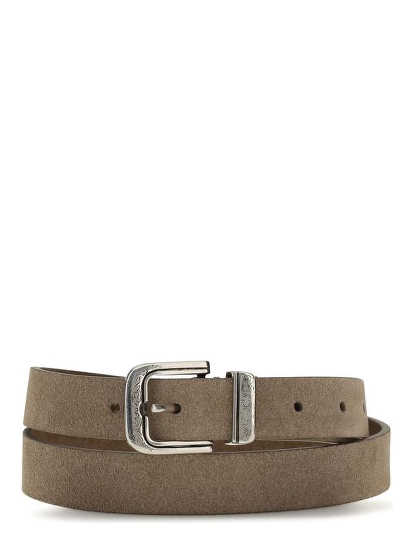 Beige Calf Leather Bos Taurus Thin Belt