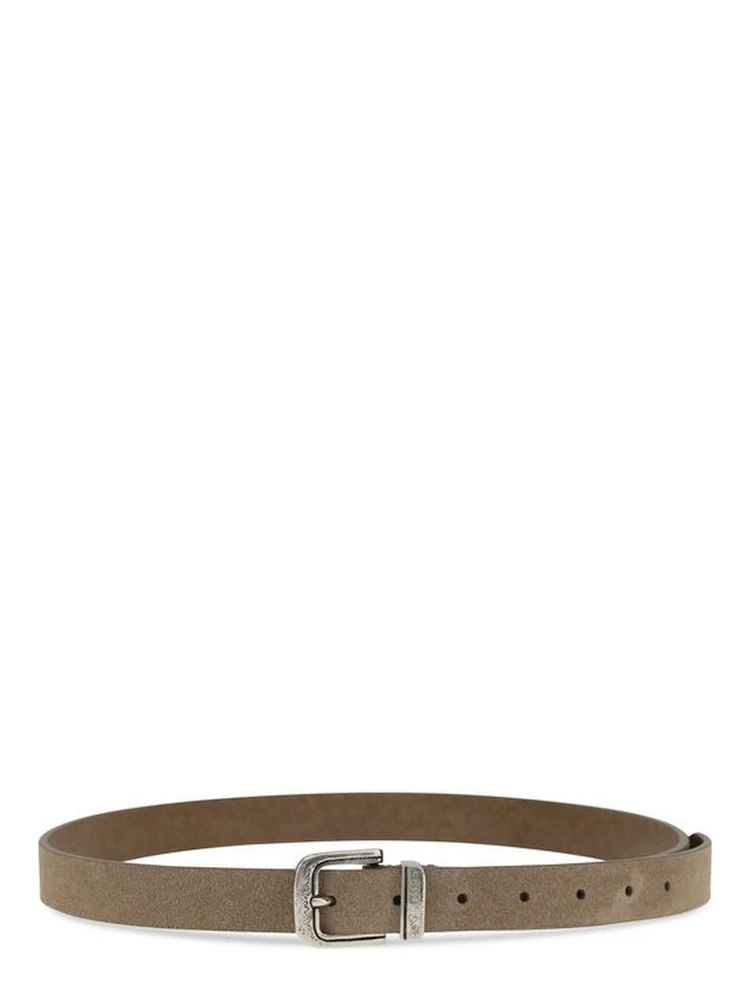 Beige Calf Leather Bos Taurus Thin Belt alternative