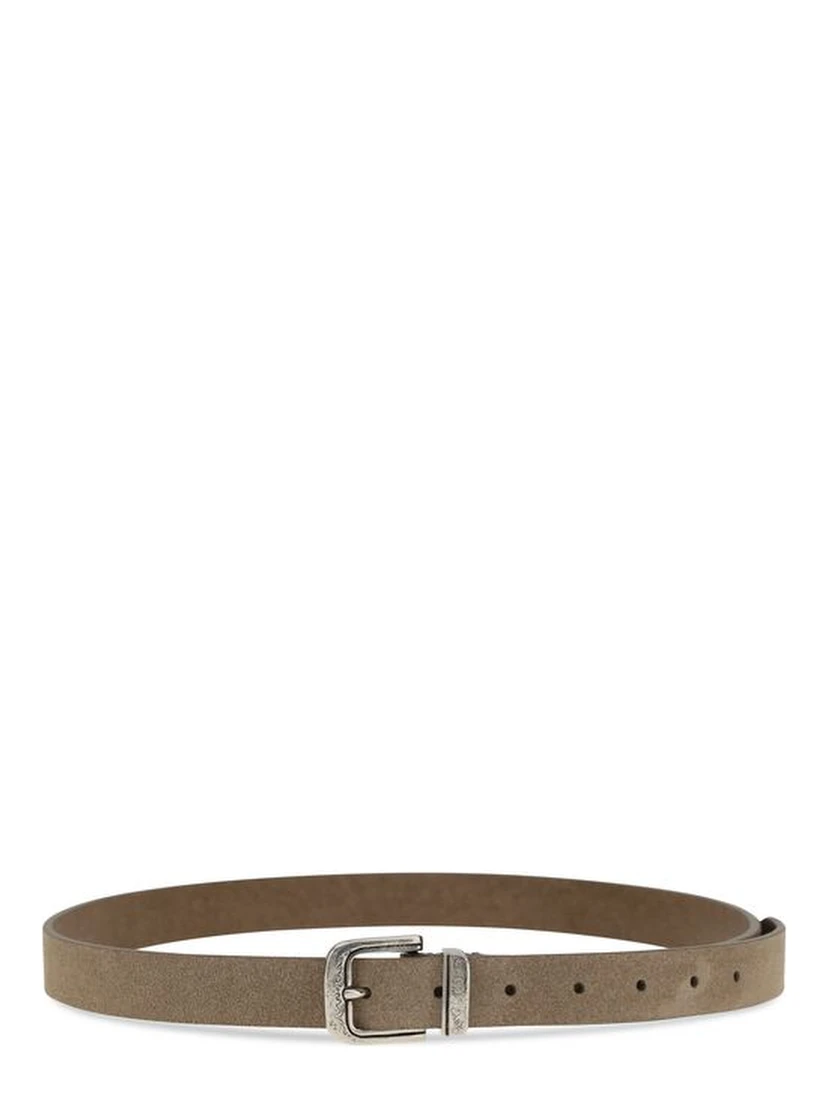 Beige Calf Leather Bos Taurus Thin Belt